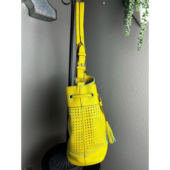 Big Buddha Bucket Bag Drawstring Mag Snap Closure Fringe Boho Tassel - Picture 5 of 12